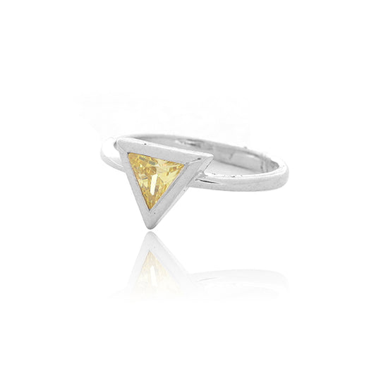 Yellow triangle Silver Ring