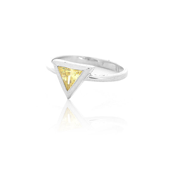 Yellow triangle Silver Ring