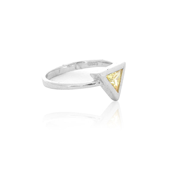 Yellow triangle Silver Ring