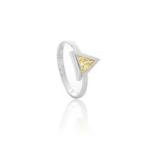 Yellow triangle Silver Ring