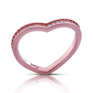 Embellished Heart Rose Gold Silver 925 Ring