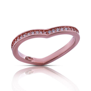 Embellished Heart Rose Gold Silver 925 Ring