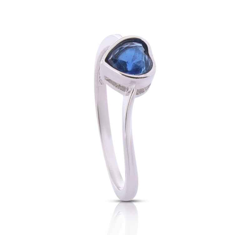 Royal Blue Heart Silver 925 Ring