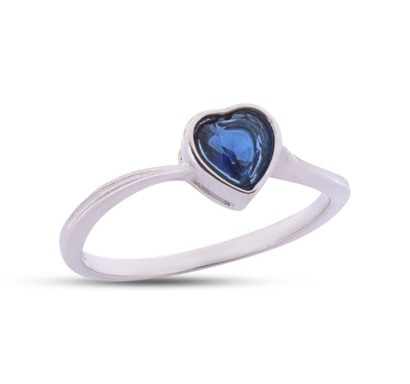 Royal Blue Heart Silver 925 Ring