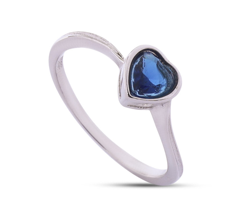 Royal Blue Heart Silver 925 Ring