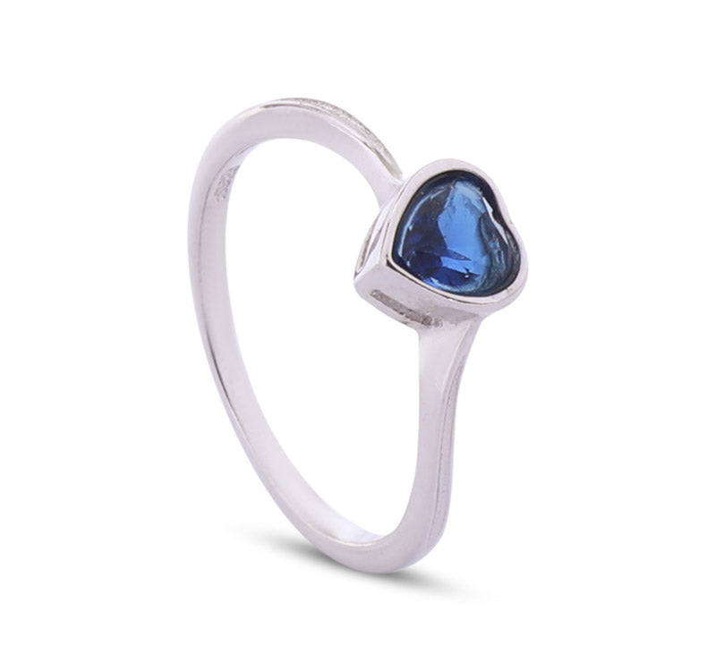 Royal Blue Heart Silver 925 Ring