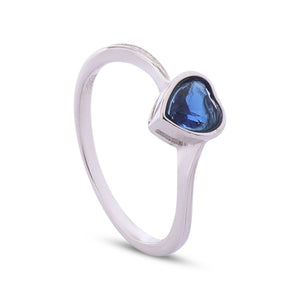 Royal Blue Heart Silver 925 Ring