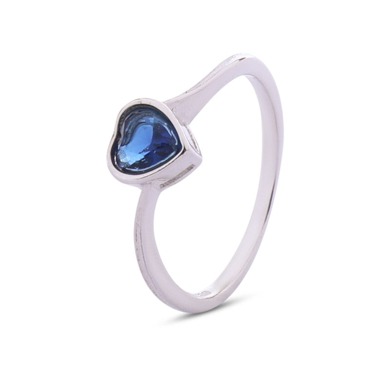 Royal Blue Heart Silver 925 Ring