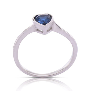 Royal Blue Heart Silver 925 Ring