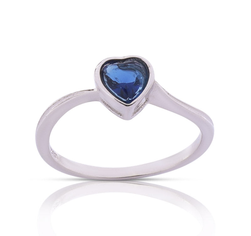 Royal Blue Heart Silver 925 Ring