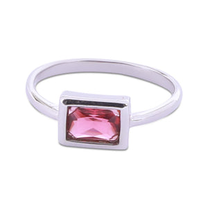 Crimson Red Stone Silver 925 Ring