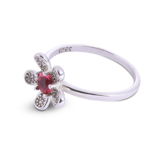 Embellished Daisy Silver 925 Ring