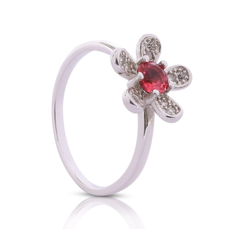 Embellished Daisy Silver 925 Ring