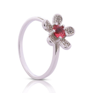 Embellished Daisy Silver 925 Ring