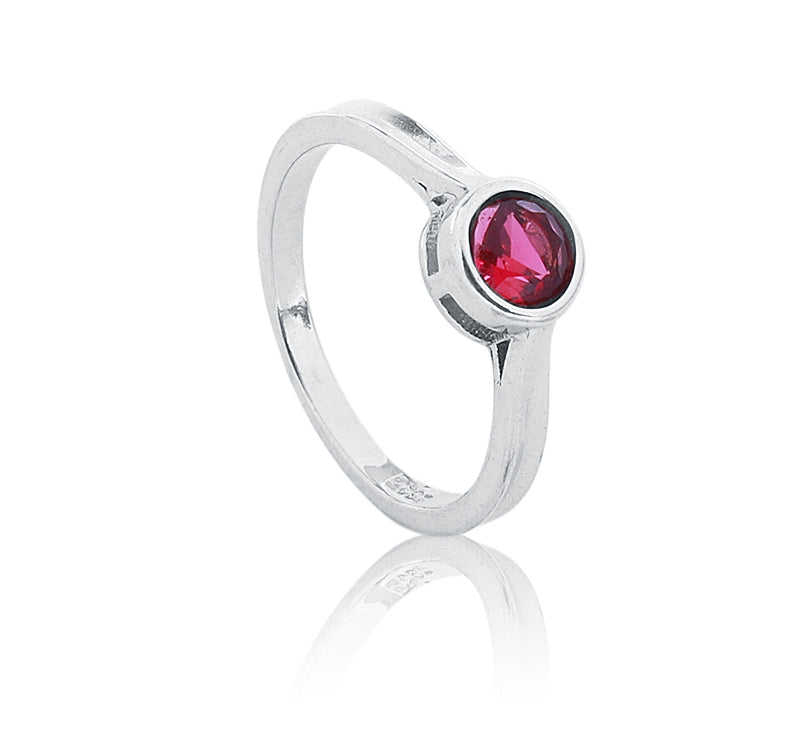 Red Stone Silver 925 Ring