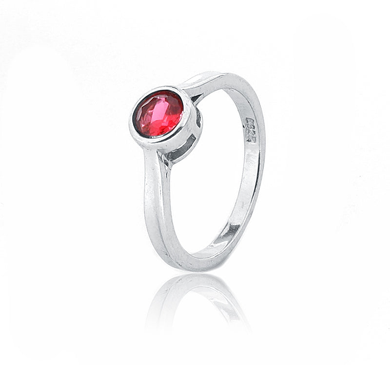 Red Stone Silver 925 Ring