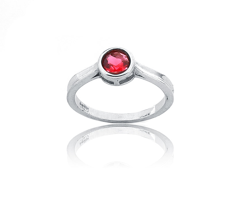 Red Stone Silver 925 Ring