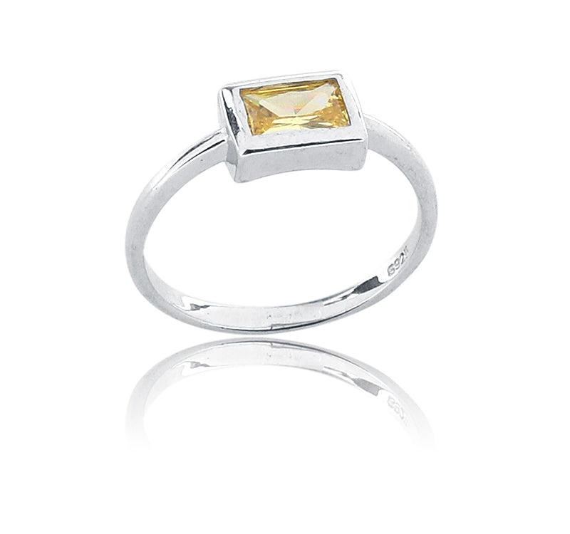 Sunshine Yellow Studded Silver 925 Ring