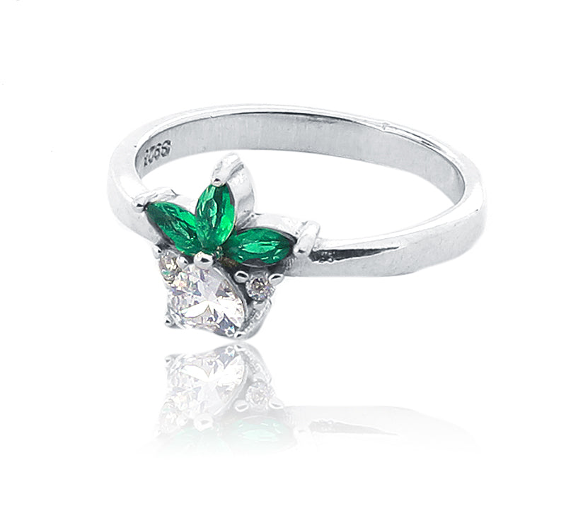 Panache Green Stone Studded Silver 925 Ring