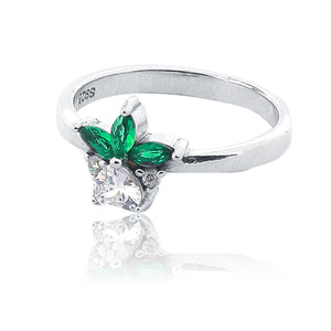 Panache Green Stone Studded Silver 925 Ring