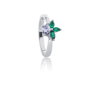 Panache Green Stone Studded Silver 925 Ring