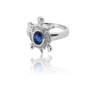 Turtle Blue Studded Silver 925 Ring