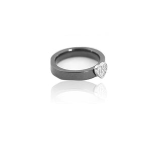 Black Harts Ceramic Silver 925 Ring