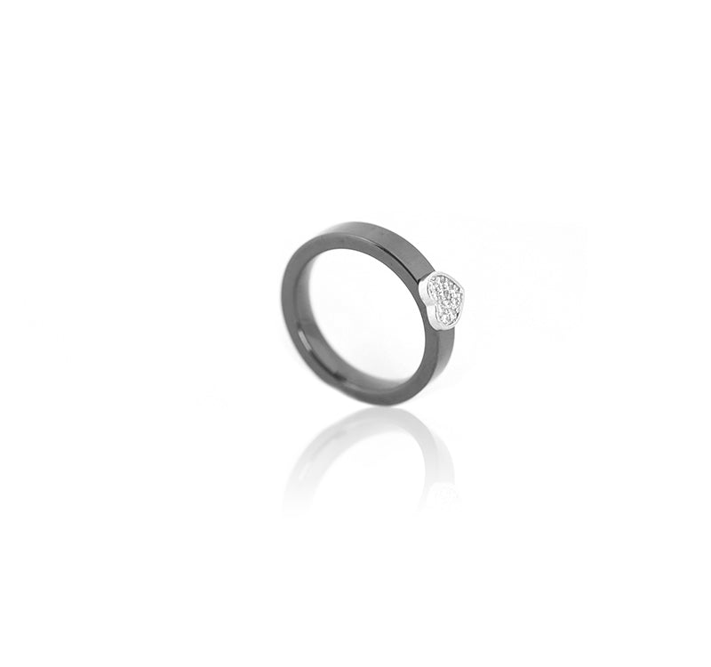 Black Harts Ceramic Silver 925 Ring