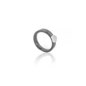 Black Harts Ceramic Silver 925 Ring