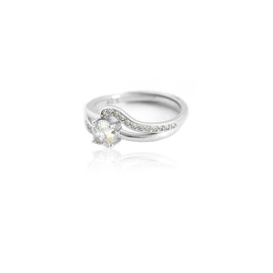 Designs & You Silver-Plated American Diamond Studded Crushed Ice Cut Twisted Finger Ring