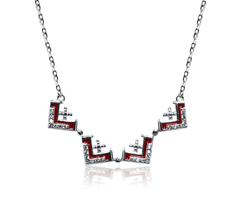 Kelly Silver 925 Magnetic Geometric Red Chain