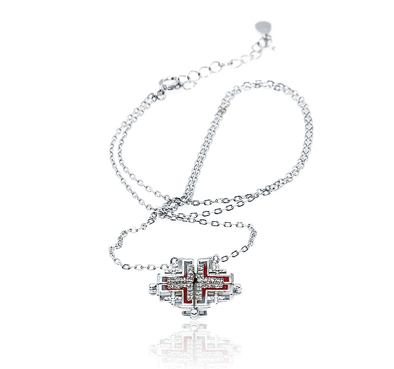 Kelly Silver 925 Magnetic Geometric Red Chain