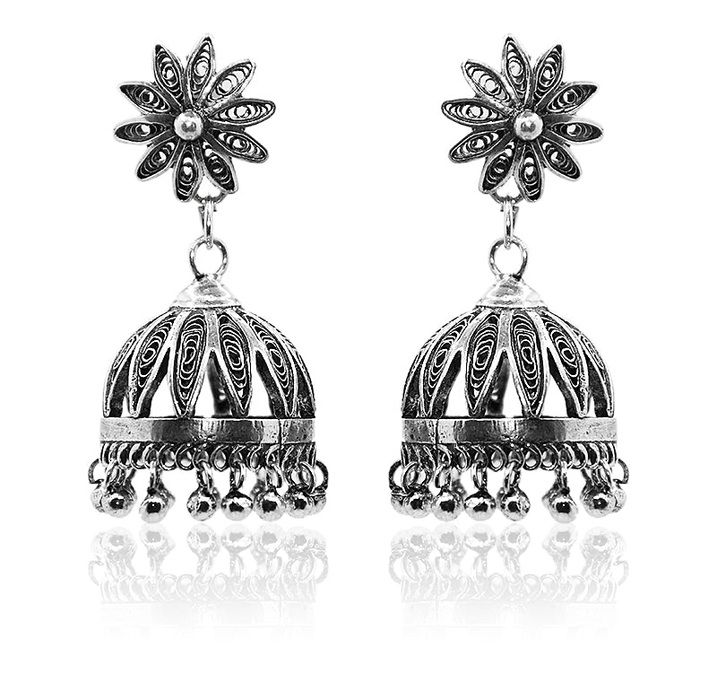 Geetika Silver 925 Jhumka Earrings