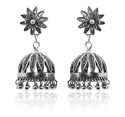 Geetika Silver 925 Jhumka Earrings