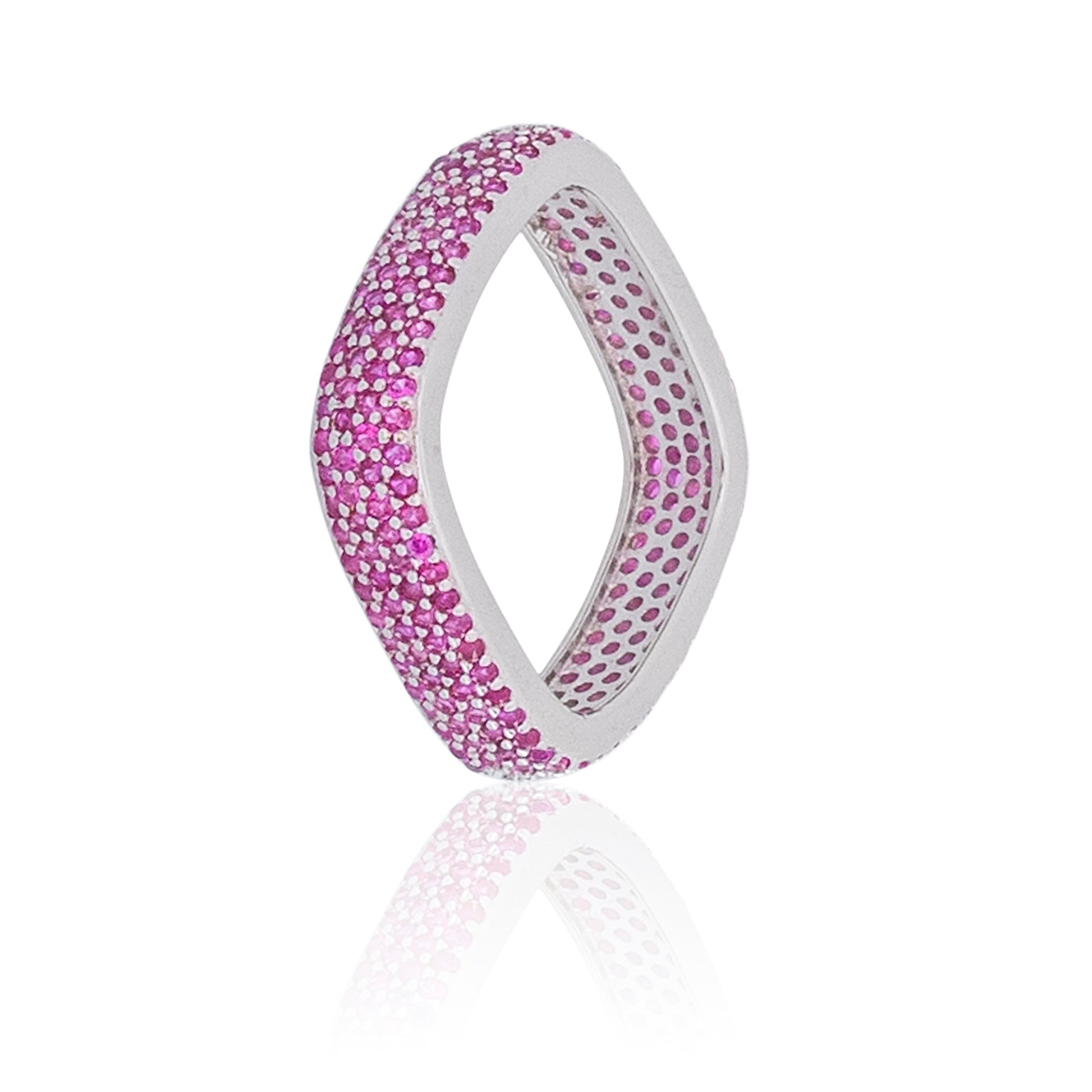 Magenta Square Silver 925 Ring