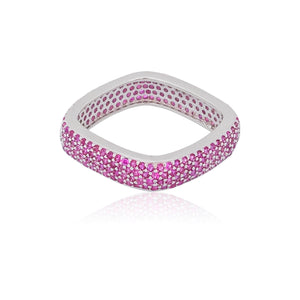 Magenta Square Silver 925 Ring