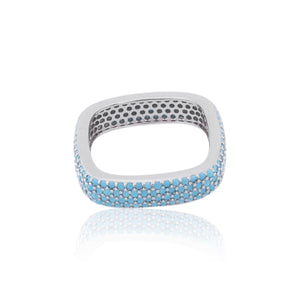 Cyan Square Silver 925 Ring