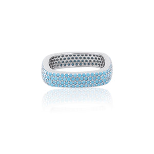 Cyan Square Silver 925 Ring