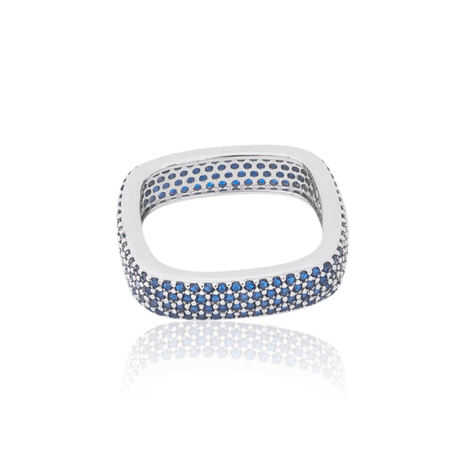 Indigo Blue Square Silver 925 Ring