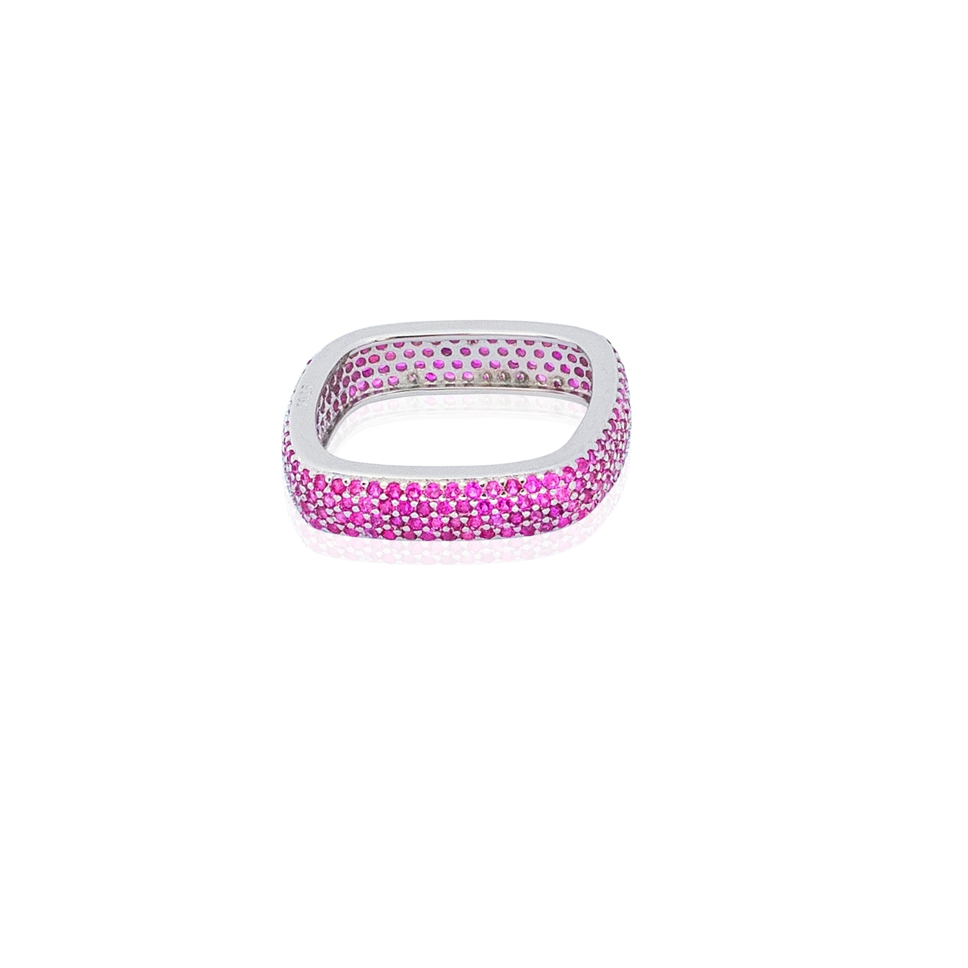 Magenta Square Silver 925 Ring