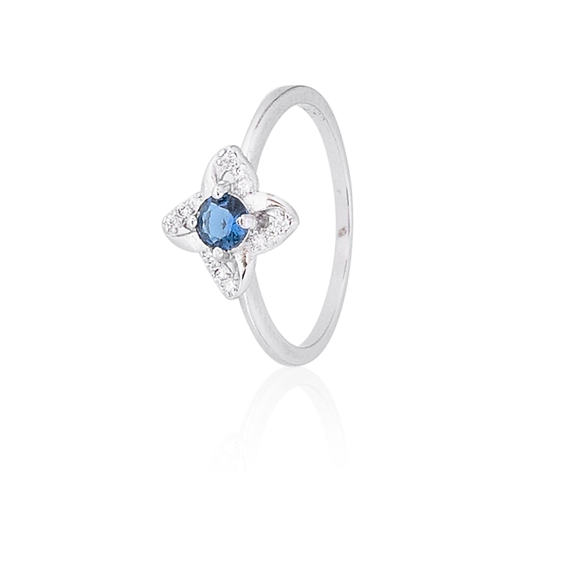 Fantastic Silver Women's Blue Sapphire & White CZ Wonderful Angle Aye Shape Ring