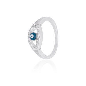 Eye Ring Silver Jewelry Open Rings Lucky Evil Eye Adjustable Blue CZ Jewelry Stainless Steel Cubic Zirconia Sterling Silver Plated Ring