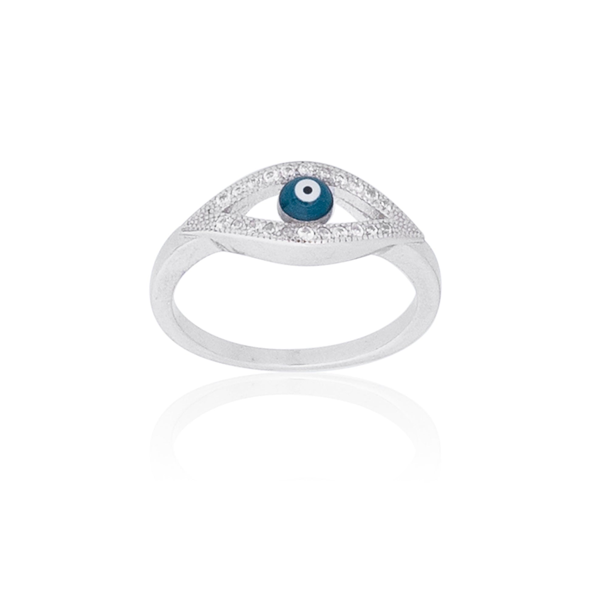 Eye Ring Silver Jewelry Open Rings Lucky Evil Eye Adjustable Blue CZ Jewelry Stainless Steel Cubic Zirconia Sterling Silver Plated Ring