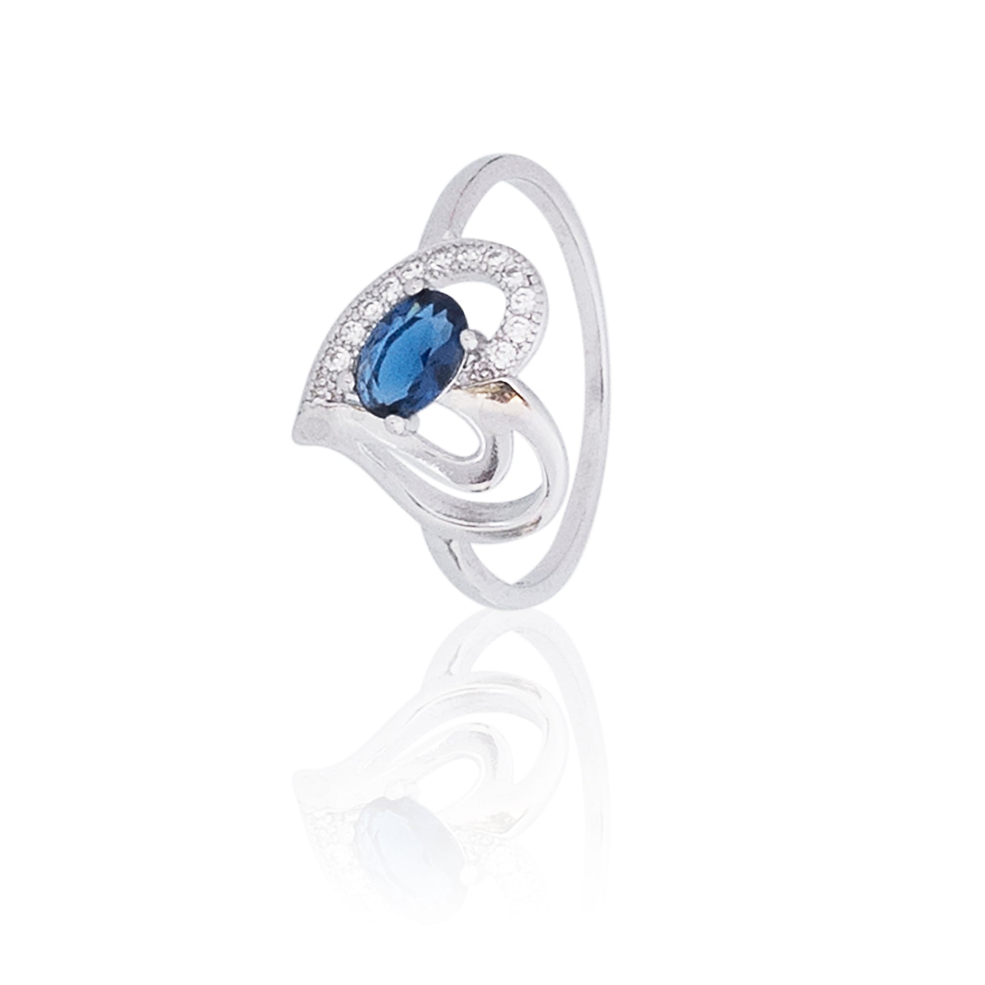 Blue Heart Silver Ring 925