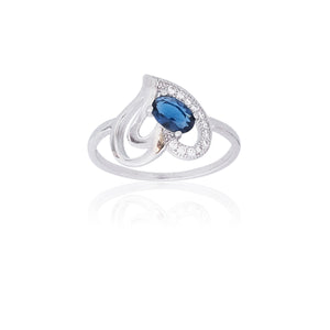 Blue Heart Silver Ring 925