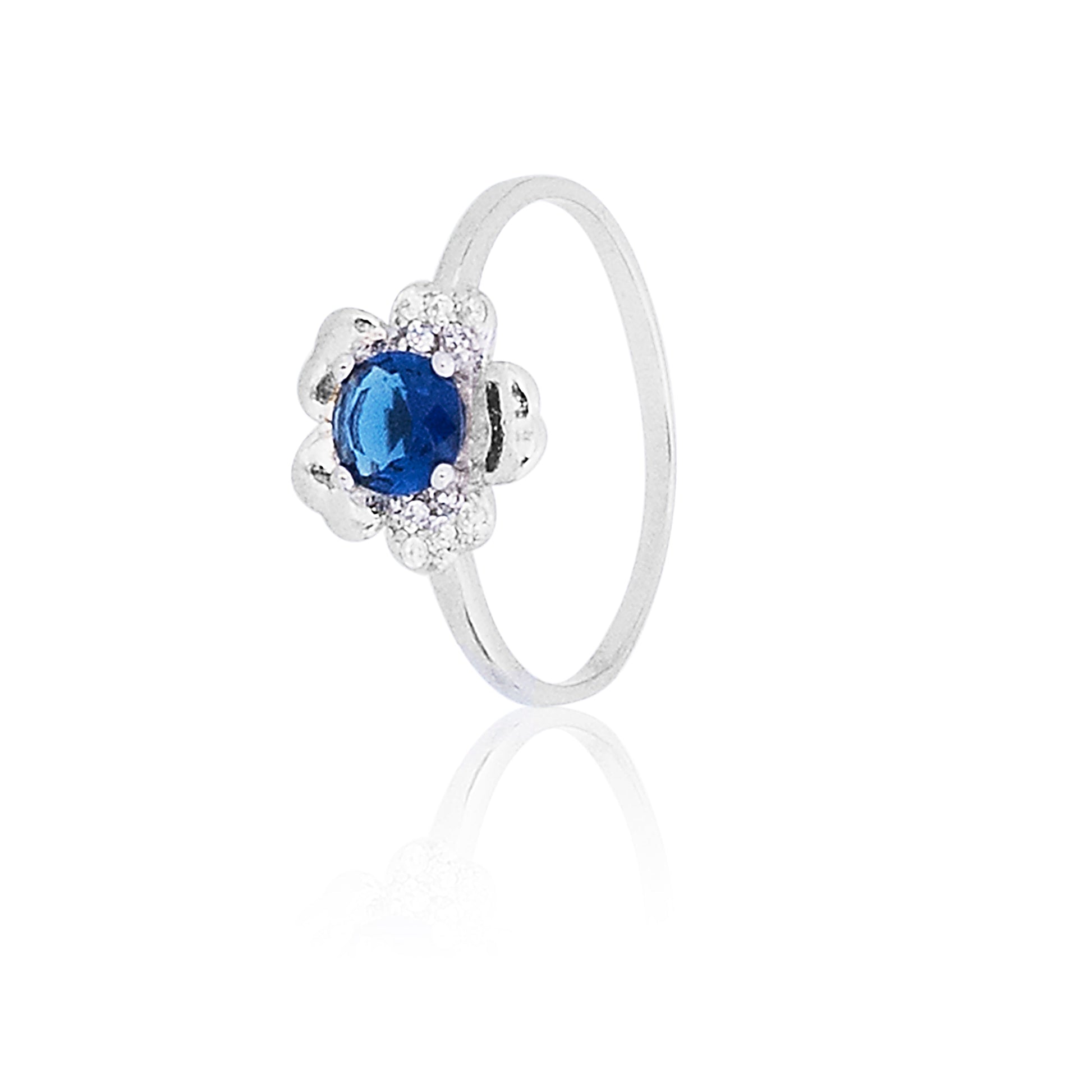 Yellow Chimes Blue Rich Royal Austrian Crystal Sterling Silver Plated Adjustable Ring for Women