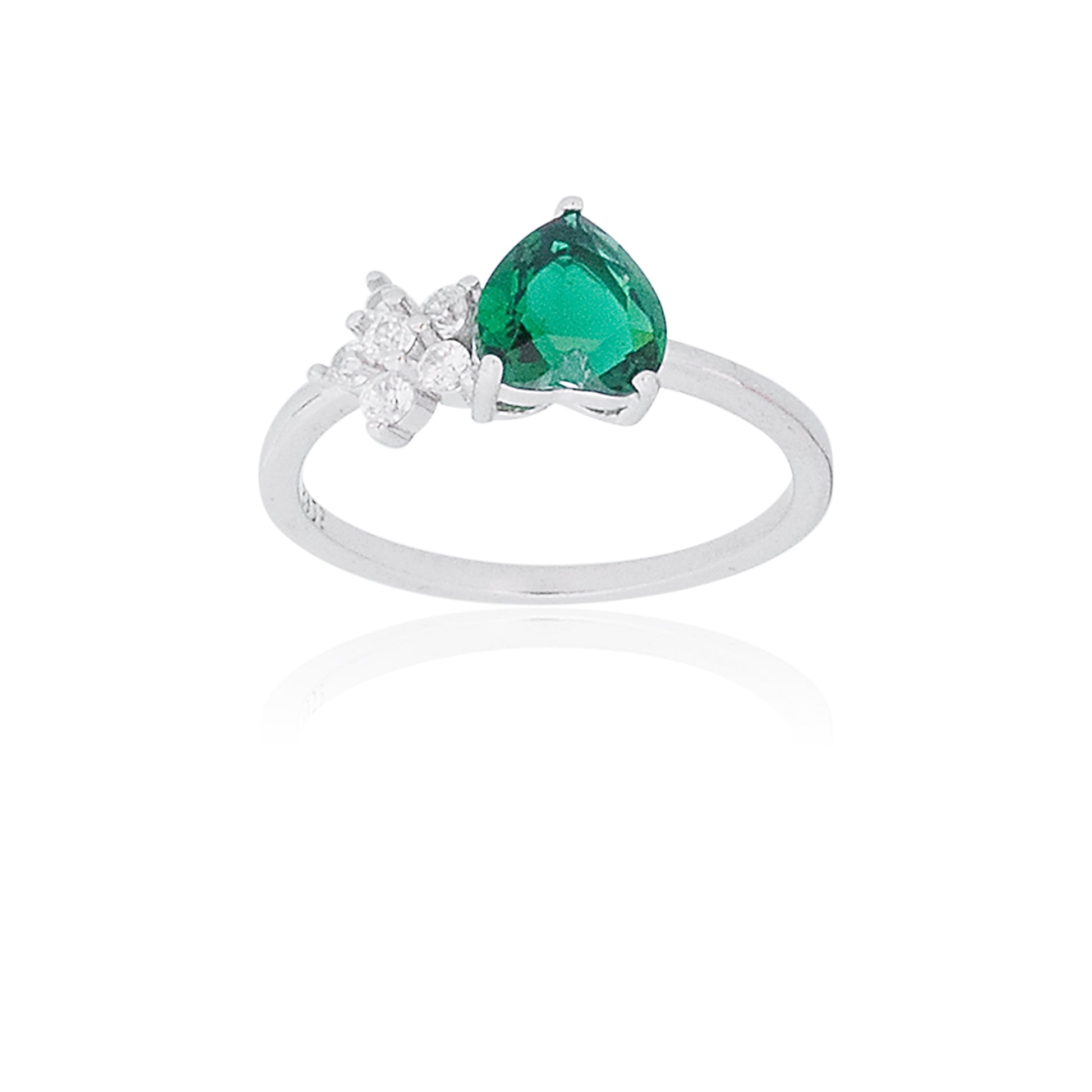 The Green Heart Silver Ring 925