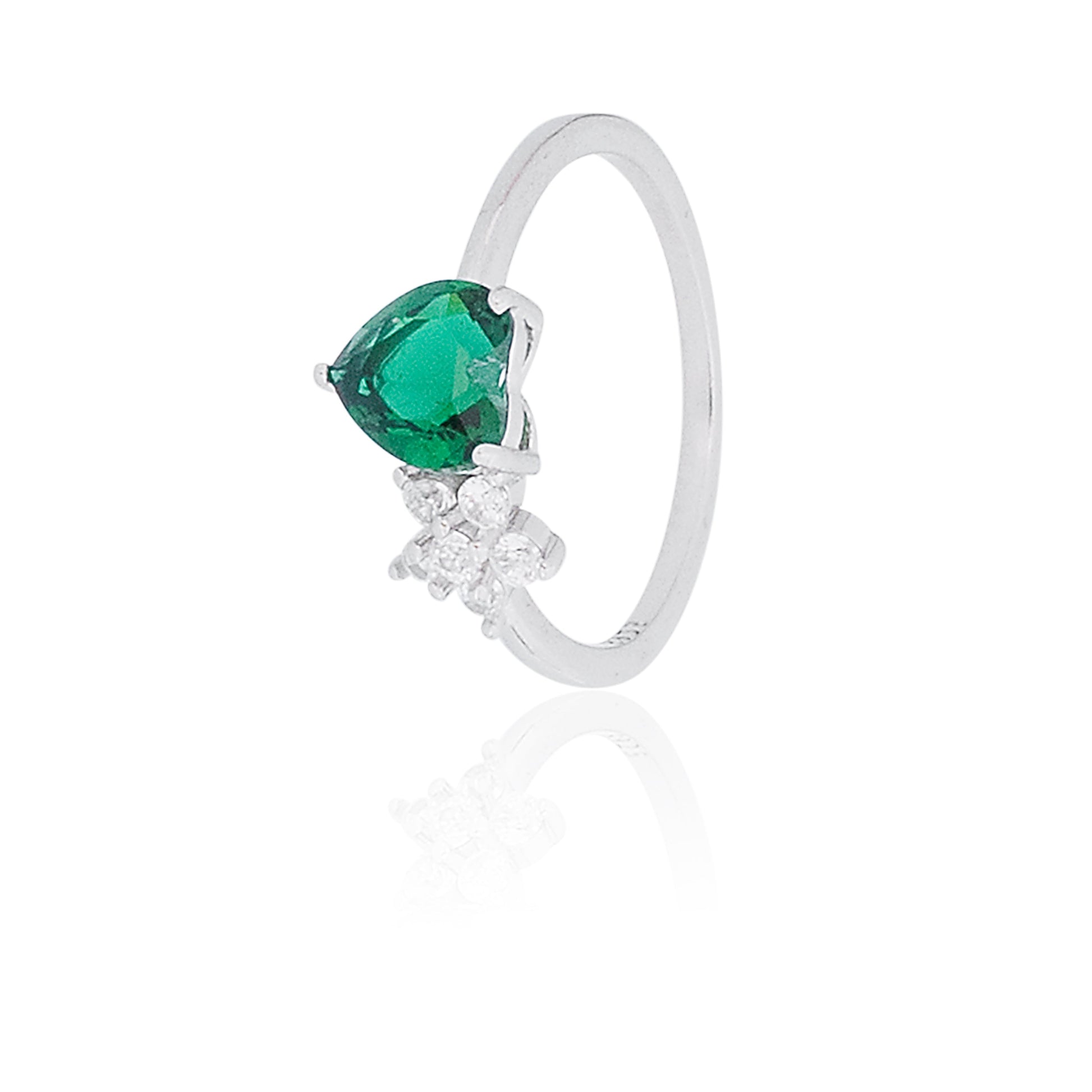 The Green Heart Silver Ring 925