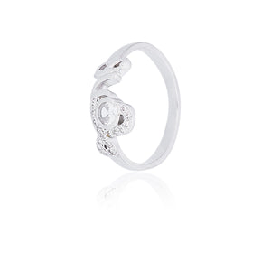 Lady Touch Silver Plated High Grade Crystal Love Ring For Engagement Ring