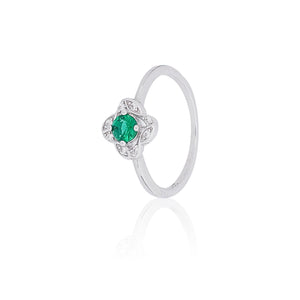 Adjustable Green Silver Ring 925